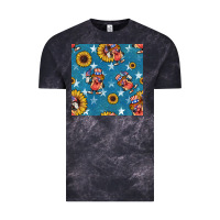 Cloud Black 4th of july sunflowers hotdog seamless pattern Vintage Tee - BundleAndBundleShop