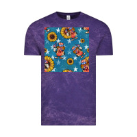 Cloud Purple 4th of july sunflowers hotdog seamless pattern Vintage Tee - BundleAndBundleShop
