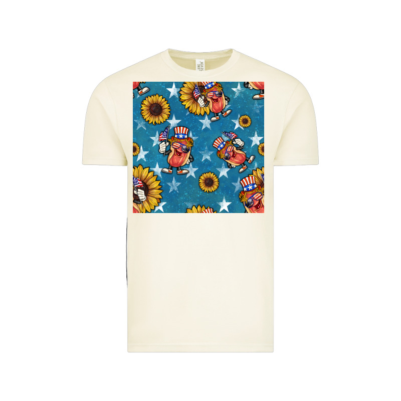 4th Of July Sunflowers Hotdog Seamless Pattern Vintage Tee by BundleAndBundleShop | Teevron