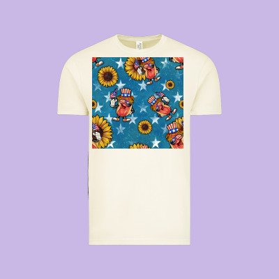 4th Of July Sunflowers Hotdog Seamless Pattern Vintage Tee Designed By Bundleandbundleshop