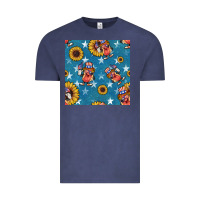 Vintage Denim 4th of july sunflowers hotdog seamless pattern Vintage Tee - BundleAndBundleShop