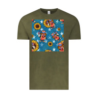 Vintage Olive 4th of july sunflowers hotdog seamless pattern Vintage Tee - BundleAndBundleShop