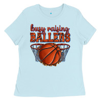 Baby Blue busy raising ballers basketball Ladies Tee - texasbilliewilder