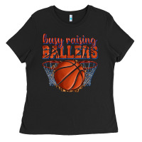 Black busy raising ballers basketball Ladies Tee - texasbilliewilder