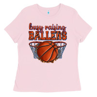 Bubblegum Pink busy raising ballers basketball Ladies Tee - texasbilliewilder
