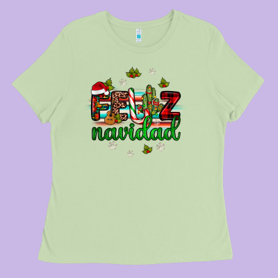 Feliz Navidad Ladies Tee Designed By Jahusdesignshop