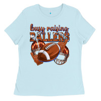 Baby Blue busy raising ballers football Ladies Tee - texasbilliewilder