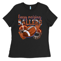 Black busy raising ballers football Ladies Tee - texasbilliewilder