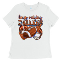 White busy raising ballers football Ladies Tee - texasbilliewilder