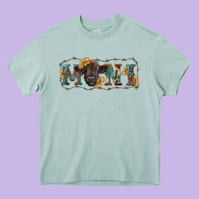 Western Mini Black Highland Calf Heavy Core Tee Designed By Ranaportraitstore
