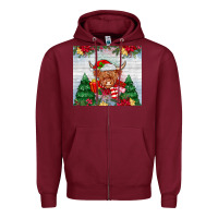 Burgundy christmas cow Zipper Hoodie - MaliasSmallBusiness