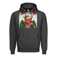 Charcoal Heather christmas cow Zipper Hoodie - MaliasSmallBusiness
