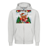 Dove Grey christmas cow Zipper Hoodie - MaliasSmallBusiness
