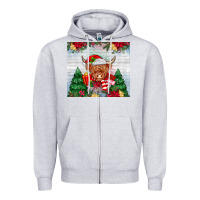 Heather Grey christmas cow Zipper Hoodie - MaliasSmallBusiness