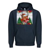 Navy christmas cow Zipper Hoodie - MaliasSmallBusiness