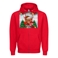Red christmas cow Zipper Hoodie - MaliasSmallBusiness
