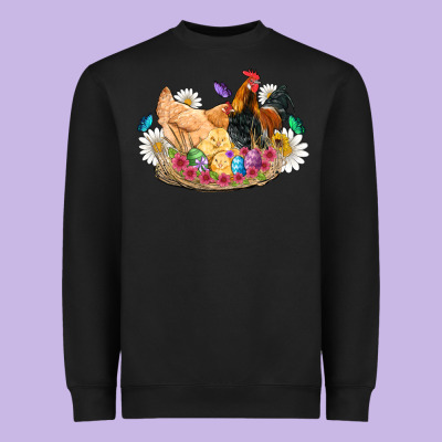 Easter Coop Animals Farm Chicken Chiks Rooster Flowers Butterfly Heavyweight Sweatshirt Designed By Artiststas