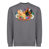 Storm easter coop animals farm chicken chiks rooster flowers butterfly Heavyweight Sweatshirt - Artiststas