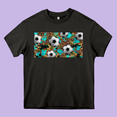 Western Leopard Camouflage Turquoise Soccer Licence Plate Template Heavy Core Tee Designed By Artiststas