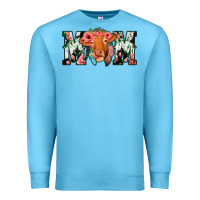Ocean Blue Cowhide Floral Feather Cow Mom Premium Sweatshirt - Bettercallsaul
