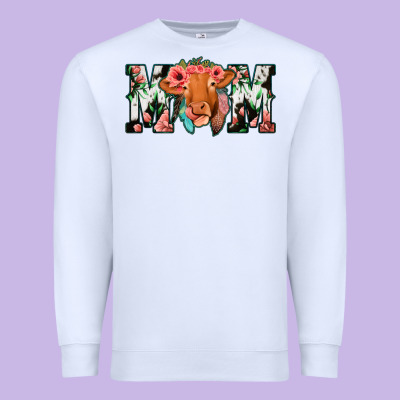 Cowhide Floral Feather Cow Mom Premium Sweatshirt Designed By Bettercallsaul