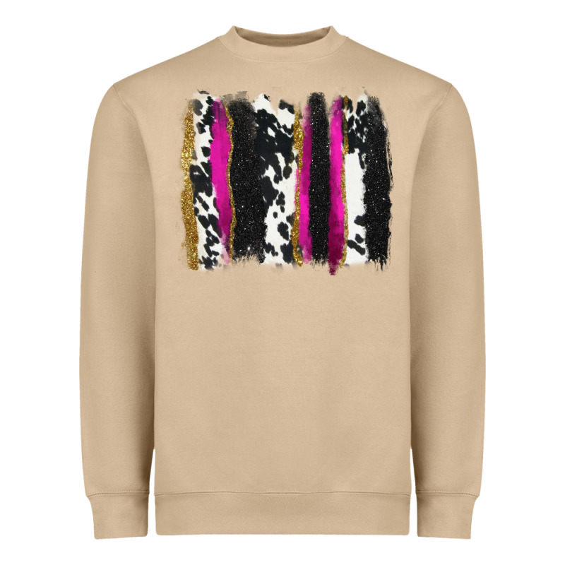 Cow , Yellow And Pink Glitter Brushstrokes Heavyweight Sweatshirt by AdoDesignShop | Teevron