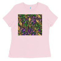 Bubblegum Pink mardi gras fleur de lis Ladies Tee - RanaPortraitStore