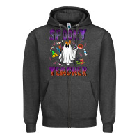 Charcoal Heather spooky teacher Zipper Hoodie - NancyCooperArtShop