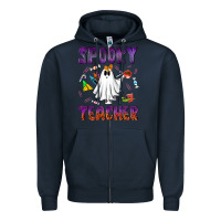 Navy spooky teacher Zipper Hoodie - NancyCooperArtShop
