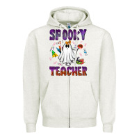 Oatmeal Heather spooky teacher Zipper Hoodie - NancyCooperArtShop