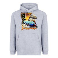 Heather Grey louisiana  sunset map magnolia Heavyweight Hoodie - BarkalooDesign