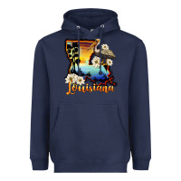 Navy louisiana  sunset map magnolia Heavyweight Hoodie - BarkalooDesign