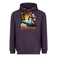 Plum louisiana  sunset map magnolia Heavyweight Hoodie - BarkalooDesign