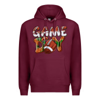 Burgundy Game day leopard Football Premium Hoodie - NancyCooperArtShop