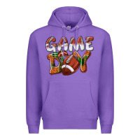 Purple Game day leopard Football Premium Hoodie - NancyCooperArtShop