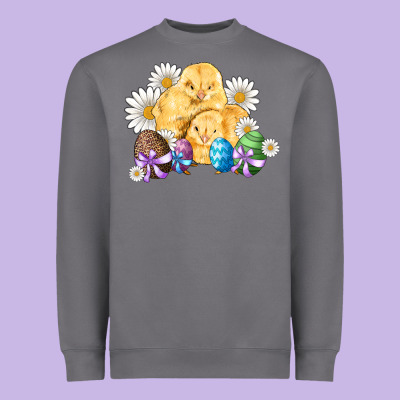 Chicks Eggs Daisy Easter Heavyweight Sweatshirt Designed By Artiststas