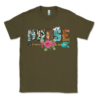 Army Green western nurse arrow floral Classic Tee - BarkalooDesign