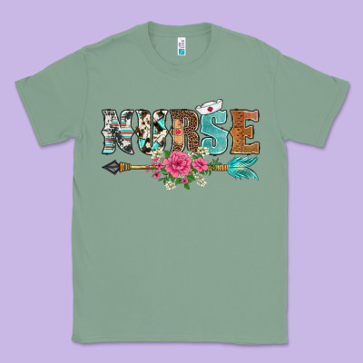 Western Nurse Arrow Floral Classic Tee Designed By Barkaloodesign