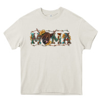 Cream western mama with highland cow Heavy Core Tee - RanaPortraitStore