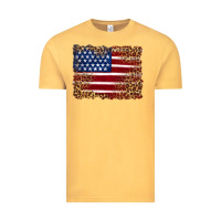Vintage Mustard american flag and leopard Vintage Tee - Artiststas