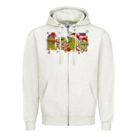 Oatmeal Heather canned pickles christmas light Zipper Hoodie - MaliasSmallBusiness
