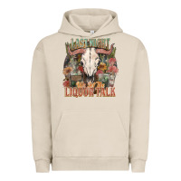 Pigment French Oak Last night we let the liquor talk Urban Hoodie - HowdyJamesFarm