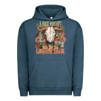 Pigment Midnight Navy Last night we let the liquor talk Urban Hoodie - HowdyJamesFarm