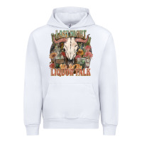 White Last night we let the liquor talk Urban Hoodie - HowdyJamesFarm