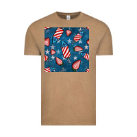 Vintage Coffee 4th uf july strawberries seamless pattern Vintage Tee - BundleAndBundleShop