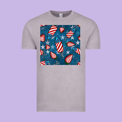 4th Uf July Strawberries Seamless Pattern Vintage Tee Designed By Bundleandbundleshop