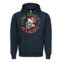 Navy so merry it's scary Zipper Hoodie - MaliasSmallBusiness