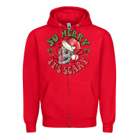 Red so merry it's scary Zipper Hoodie - MaliasSmallBusiness