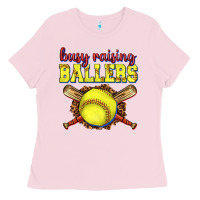Bubblegum Pink busy raising ballers softball Ladies Tee - texasbilliewilder