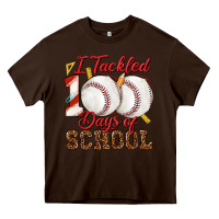 Chocolate Brown i tackled 100days of school baseball Heavy Core Tee - texasbilliewilder